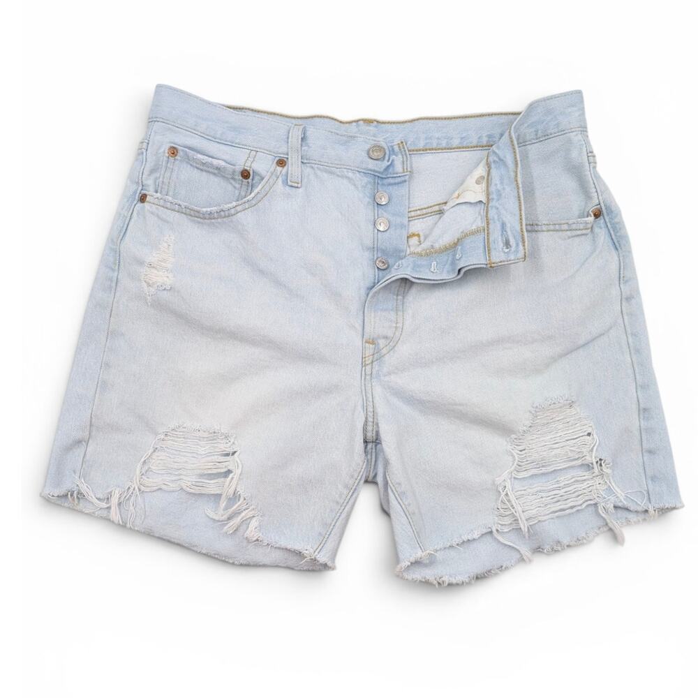 LEVI'S 501 Button Front Frayed Hem Cut Offs 5" Shorts 100% Cotton - Size 33